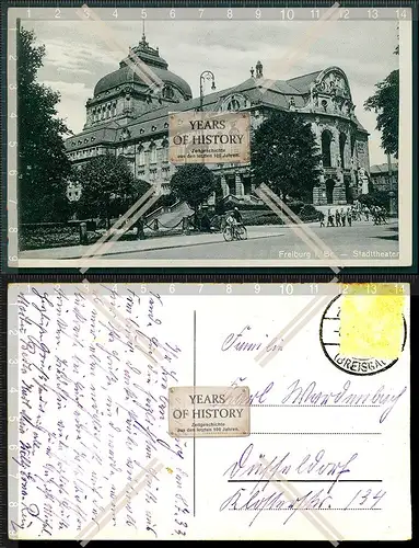AK Freiburg im Breisgau Stadttheater Straßenansicht 1933 gelaufen