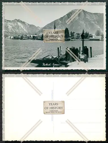 Foto AK Rottach Egern Hafen Dorf Ansicht Kirche Alpen Blick 