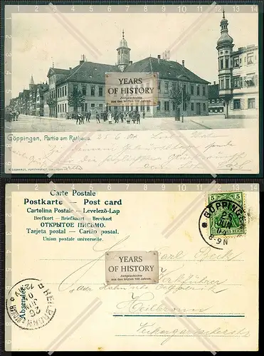 Orig. AK Göppingen Platz am Rathaus viele Schulkinder 1904 gelaufen