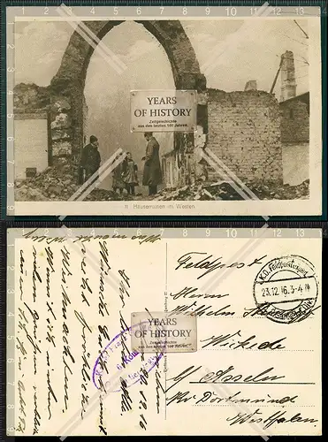 AK 1.WK Weltkrieg Häuser Ruinen Westen Feldpost gel. 1915-17 Belgien Frankreic