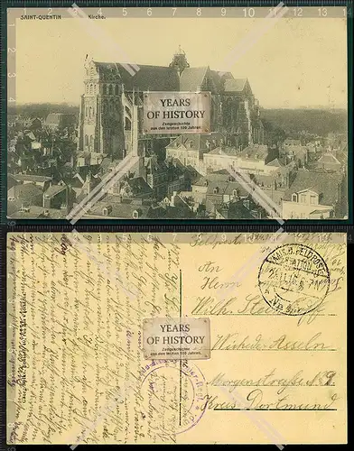 AK 1.WK Weltkrieg Saint Quentin Feldpost gel. 1915-17 Belgien Frankreich