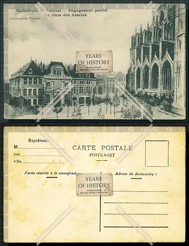 AK 1.WK Weltkrieg Cathedrale de Tournai Feldpost gel. 1915-17 Belgien Frankreic