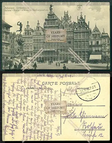 AK 1.WK Weltkrieg Antwerpen Feldpost gel. 1915-17 Belgien Frankreich