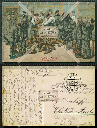 Orig. AK Soldaten auf der Kammer Sachen fassen 1917 Zerbst Feldpost gelaufen