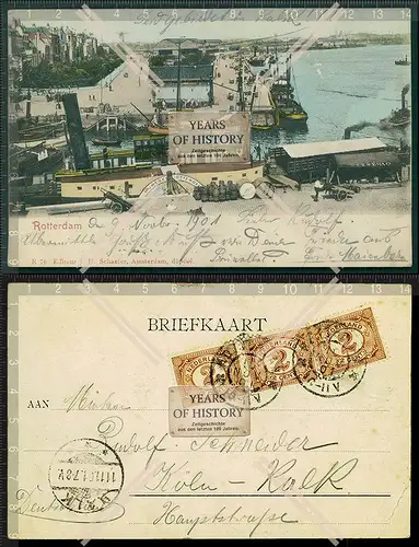 AK Litho Rotterdam 1901 gel. Dampfer Raddampfer Niederlande Holland