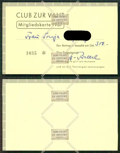 Orig. Alte Golf-Club Mitgliedskarte Zur Vahr Bremen Prägedruck oben rechts auf K