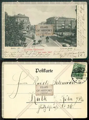 AK Berlin Potsdamer Brücke 1901 gelaufen Droschke Straßenbahn und vieles mehr