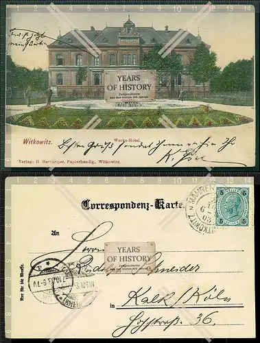 Orig. AK Vítkovice Witkowitz Ostrava Tschechien Ostrau 1903 gel. Werks Hotel