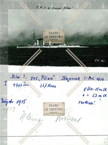 Foto S.M.S. Pillau Skagerrak SMS Kriegsschiff Kaiserliche Marine 1916