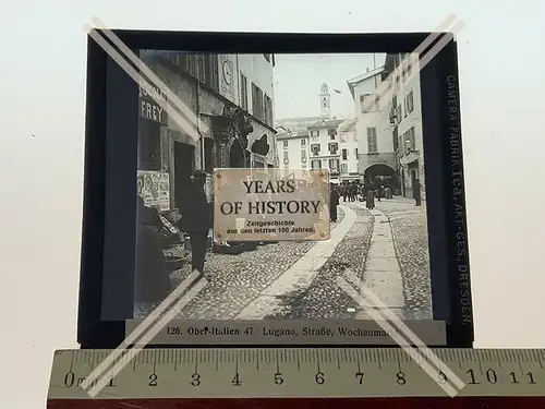 Orig. Glasdia Italien Ober – Italien Lugano Straße Wochenmarkt 