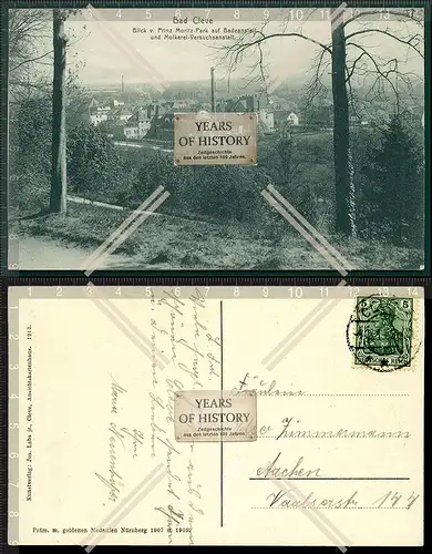 Orig. AK Kleve Niederrhein 1914 Badeanstalt Molkerei Versuchsanstalt Blick vom
