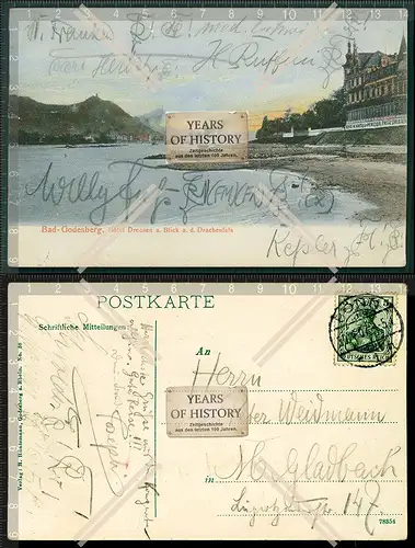 Orig. AK Bad Godesberg 1907 gel. Rheinhotel Hotel Dreesen Drachenfels