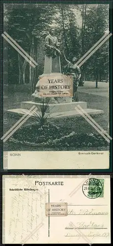 Orig. AK Bonn Simrock Denkmal im Bonner Hofgarten 1909 gelaufen