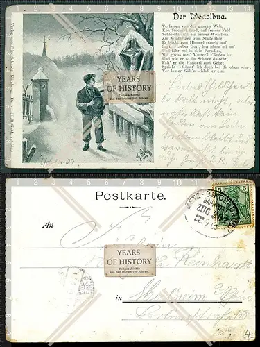 Orig. AK Der Woaslbua Bahnpost 1907 gel. Verlassen von der ganzen Welt  Wanders