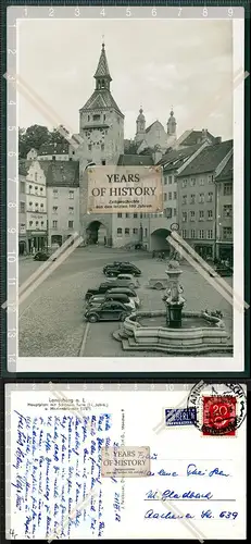 Orig. Foto AK Landsberg am Lech Hauptplatz mit schönem Turm und Marienbrunnen 