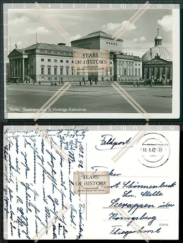 Orig. Foto AK Berlin Staatsoper und Sankt Hedwigs Kathedrale 1942 Feldpost gela