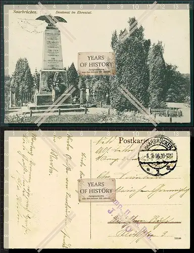Orig. AK Saarbrücken Denkmal des 70ten Infanterie-Regiments im Ehrental 1917