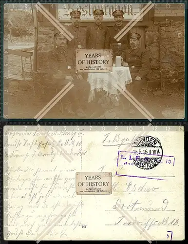 Orig. Foto AK Soldaten erster Weltkrieg Minden 1915 Stempel Rückseite