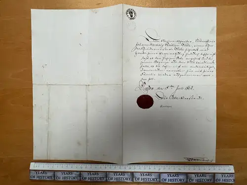 altes Dokument Dassow Schönberg MV handschriftlich von 1862 mit Stempel Siegel