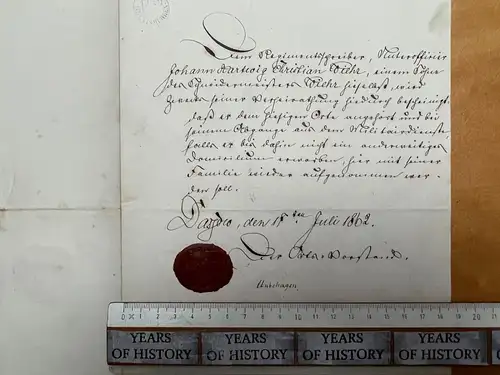altes Dokument Dassow Schönberg MV handschriftlich von 1862 mit Stempel Siegel