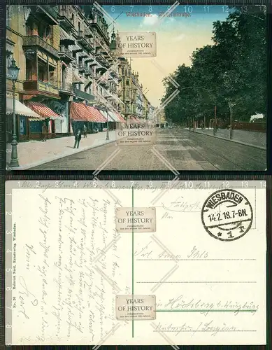 Orig. AK Wiesbaden Wilhelmstraße gel. Feldpost 1918
