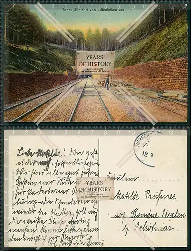 AK Altenbeken Eisenbahn Tunnel Lokomotive Lok Zug Bahn Post 1913 gelaufen