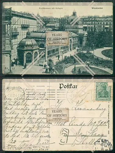 AK Wiesbaden Kochbrunnen mit Anlagen 1909 gelaufen