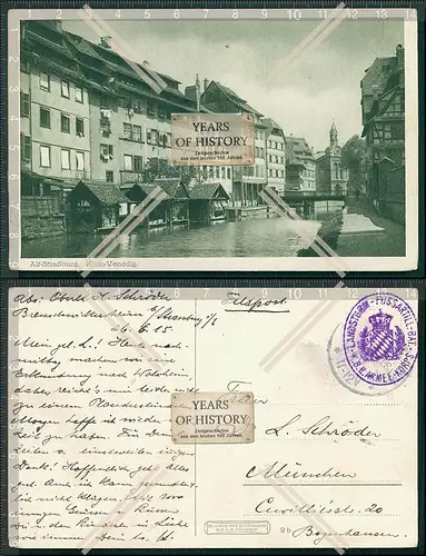 AK Alf Straßburg Klein Venedig 1915 Feldpost gelaufen Sonderstempel