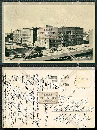 Orig. AK Litzmannstadt Lodz Lodsch Warthegau Polen Bier Krankenhaus Straßenbah