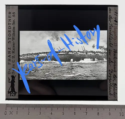 Orig. Glas Dia 10x8,5 cm 1.WK Kreuzer SMS Blücher Untergang Doggerbank 1915