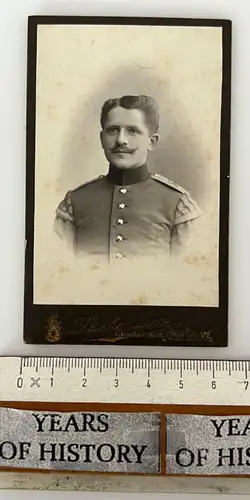 CDV Foto Portrait Soldat Kleve am Rhein 1895-05 Regiment siehe Schulterklappen