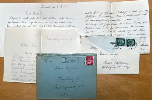 2x Brief mit inhalt 1937 Landpoststempel Winnert über Husum Schleswig-Holstein