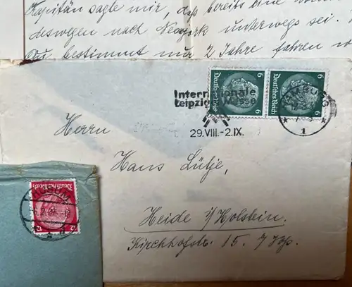 2x Brief mit inhalt 1937 Landpoststempel Winnert über Husum Schleswig-Holstein