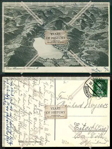 AK Landkarte Titisee Schwarzwald 1928 gelaufen im Hintergrund Freiburg Feldberg