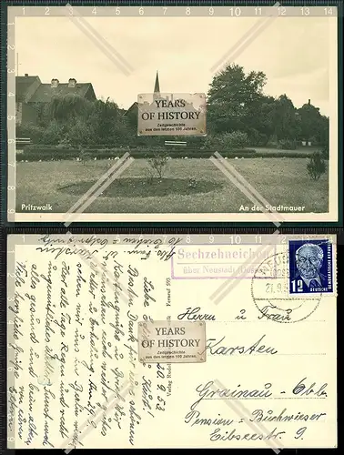 Orig. AK Pritzwalk an der Stadtmauer Brandenburg Land Poststempel Sechzehneiche