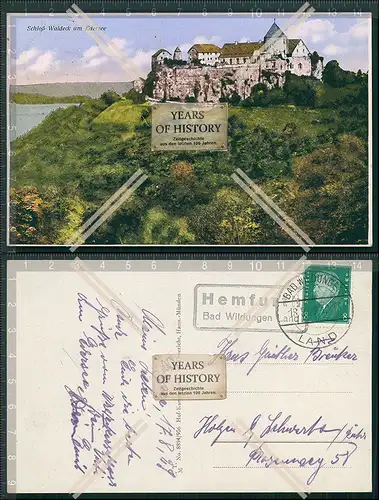 AK Landpoststempel Hemfurth Bad Wildungen 1929 Schloss Waldeck am Edersee