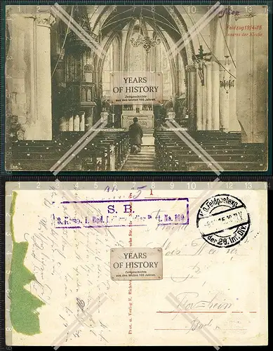 Orig. AK 1.WK Feldzug 1914-15 inneres der Kirche