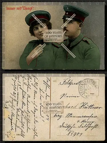 Orig. AK Soldaten in Uniform Rauchen gel. 1917