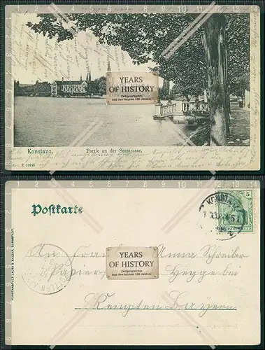 AK Konstanz am Bodensee Partie an Seestraße 1904 gelaufen