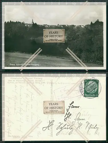 Foto AK Pinzberg über Forchheim Landpoststempel 1938 gelaufen