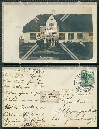 Foto AK Leck Bauernhaus Reetdach 1913 gel. Nordfriesland Schleswig-Holstein