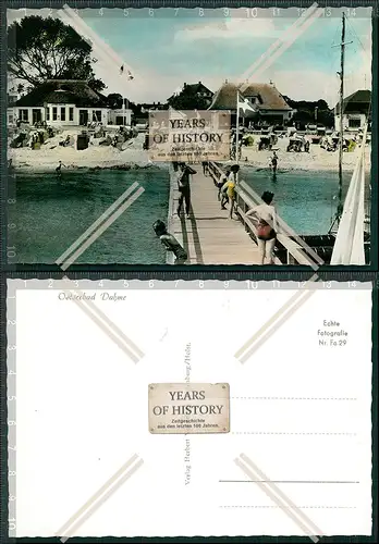Foto AK Ostseebad Dahme Strandpromenade seebrücke Reetdach Häuser 