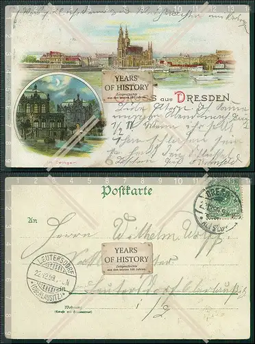 AK Dresden Lithographie 1898 gelaufen
