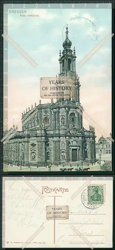 AK Dresden katholische Hofkirche 1908 gelaufen