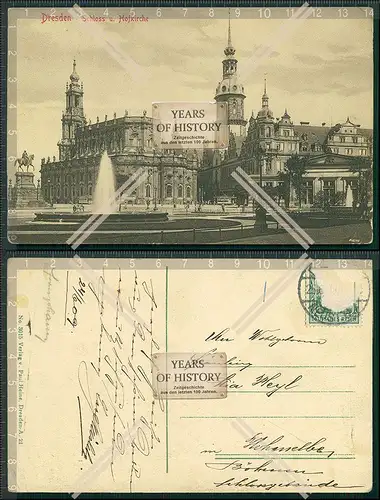 AK Dresden Schloss und Hofkirche 1914 gelaufen