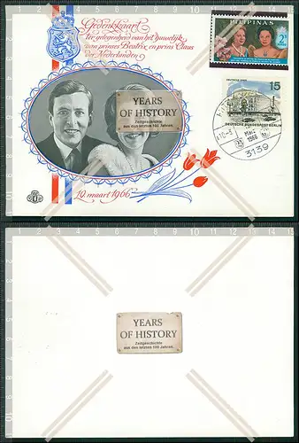 AK Hochzeit Prinzessin Beatrix Claus Amsberg Briefmarke eingeschoben Karte oben