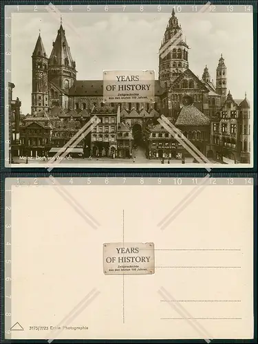 Foto AK Mainz am Rhein Straßenansicht mit Geschäfte am Dom 1931 