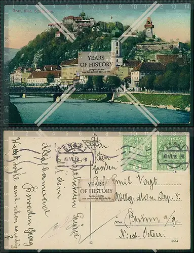 AK Graz an der Mur Schlossberg 1918 gelaufen
