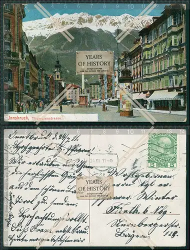 AK Innsbruck Theresienstraße Litfaßsäule 1910 gelaufen