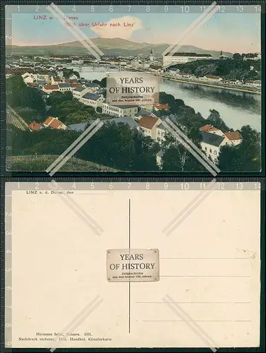 AK Linz an der Donau Blick über Urfahr nach Linz 1905